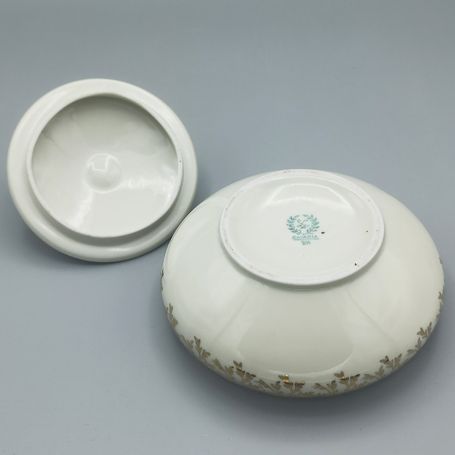 Porzellan Deckeldose Oscar Schaller & Co. Schwarzenbach