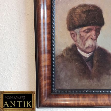 Ölgemälde Alter Mann mit Pelzmütze um 1900-1920 Ost-Europa