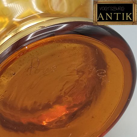 Vase aus Venedig Murano VR gemarkt Bernsteinfarbene vergoldet mit 24 Karat Gold Handgemacht