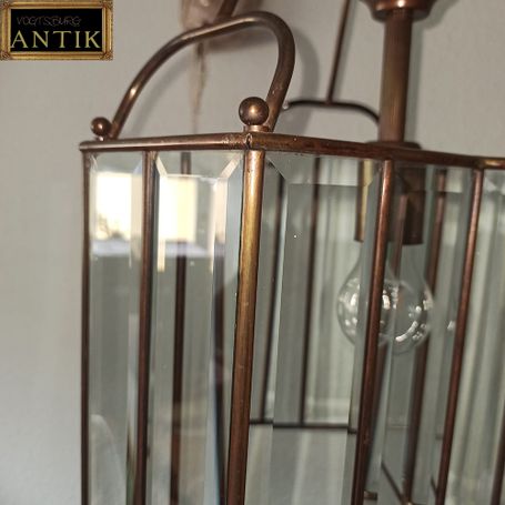 Vintage Deckenlampe Italien 70er Jahre Messing und facettierte Glasscheiben