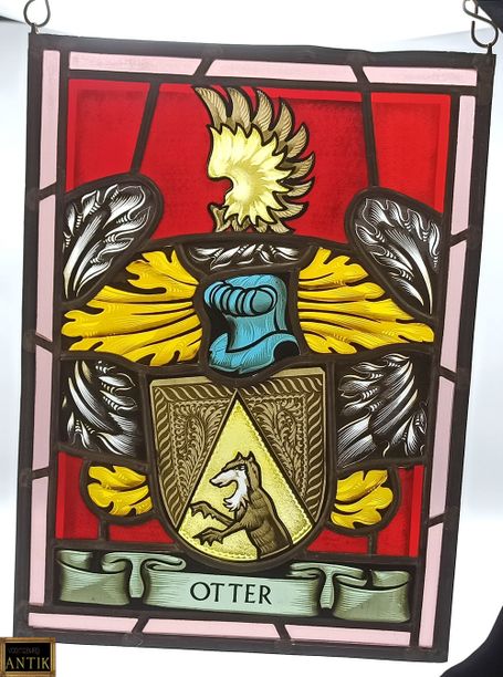 Fensterbild Bleiverglasung Bleiglasbild Wappen Otter
