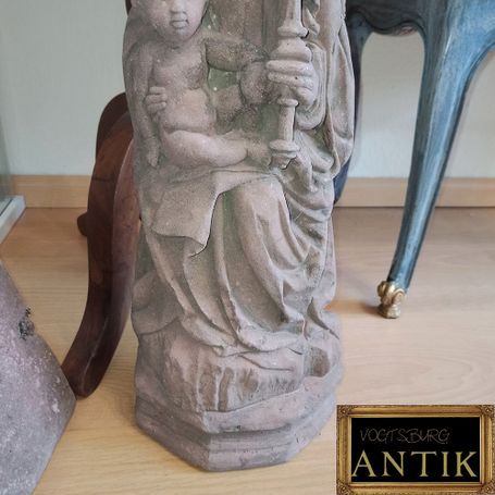 Antik Madonna und Konsole aus Stein 