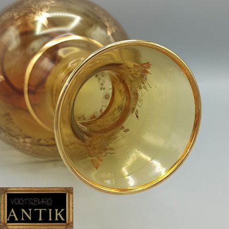 Vase aus Venedig Murano VR gemarkt Bernsteinfarbene vergoldet mit 24 Karat Gold Handgemacht