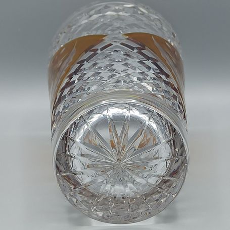 Vase mit Bernsteinätze & Brikettschliff, Josephinenhütte, Entw. S. Haertel, 1935