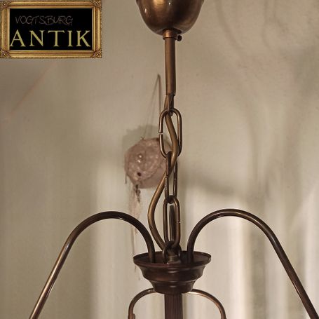 Vintage Deckenlampe Italien 70er Jahre Messing und facettierte Glasscheiben