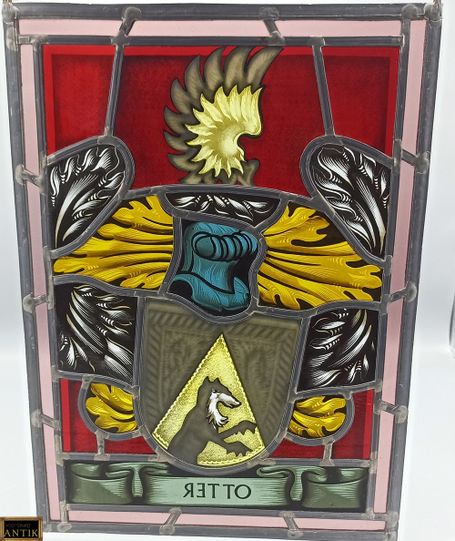 Fensterbild Bleiverglasung Bleiglasbild Wappen Otter