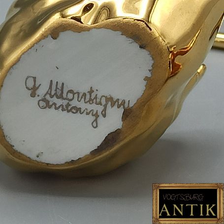 Ein Paar Vintage Gold Porzellan Schwäne Salz und Pfeffer aus  Limoges France.