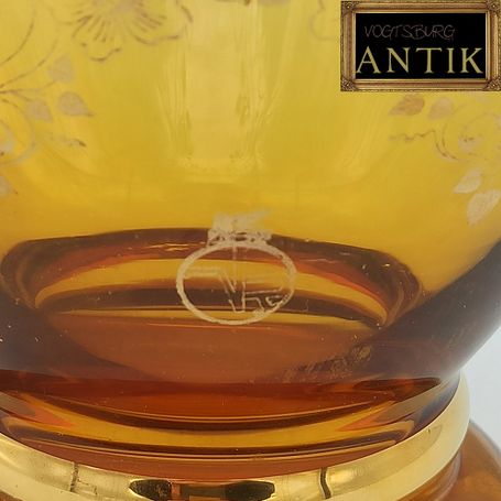 Vase aus Venedig Murano VR gemarkt Bernsteinfarbene vergoldet mit 24 Karat Gold Handgemacht