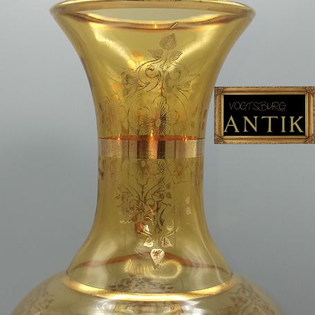 Vase aus Venedig Murano VR gemarkt Bernsteinfarbene vergoldet mit 24 Karat Gold Handgemacht