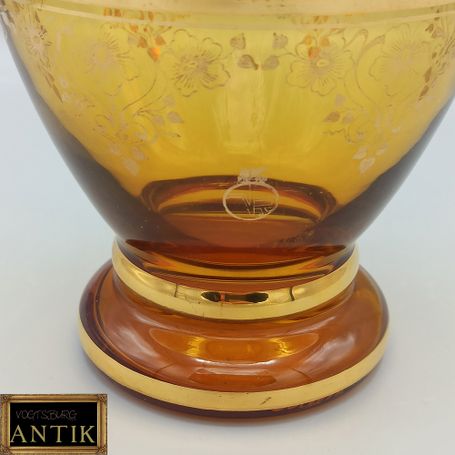 Vase aus Venedig Murano VR gemarkt Bernsteinfarbene vergoldet mit 24 Karat Gold Handgemacht